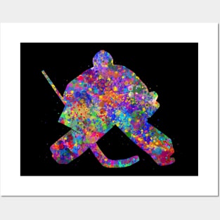 Ice hockey goalie watercolor art Posters and Art